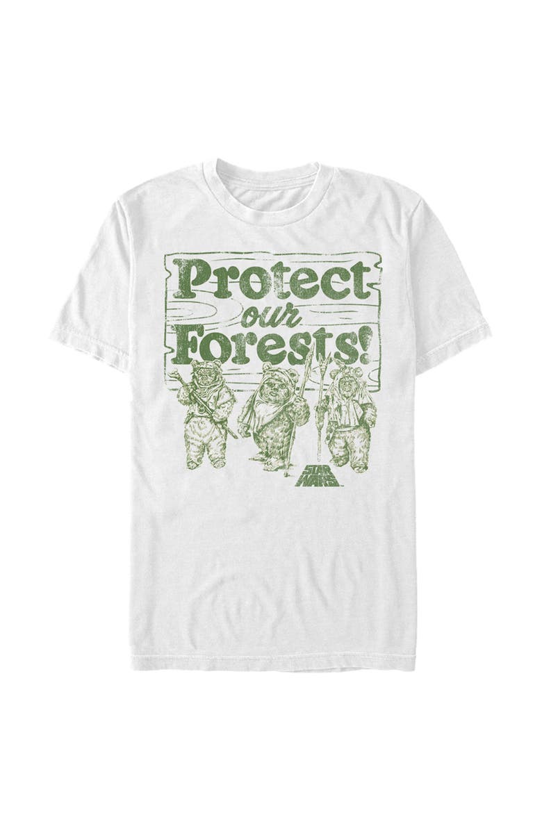 Star Wars Men's Star Wars Ewok Protect Our Forests  Graphic T-Shirt, Main, color, White