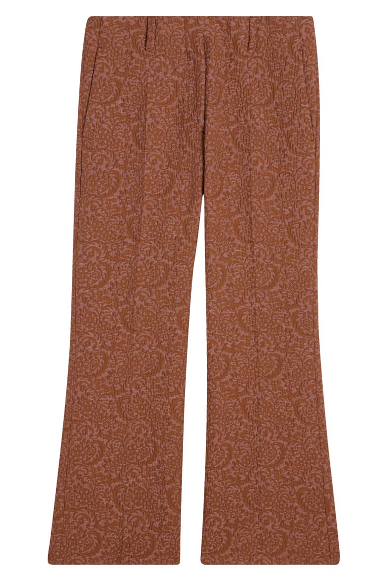 Paloma Floral Jacquard Crop Straight Leg Pants, Alternate, color, PEACH