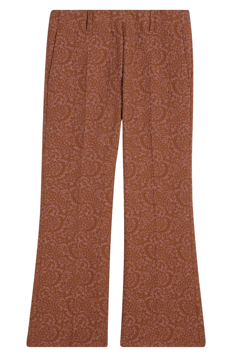 Dries Van Noten Paloma Floral Jacquard Crop Straight Leg Pants, Alternate, color, Peach