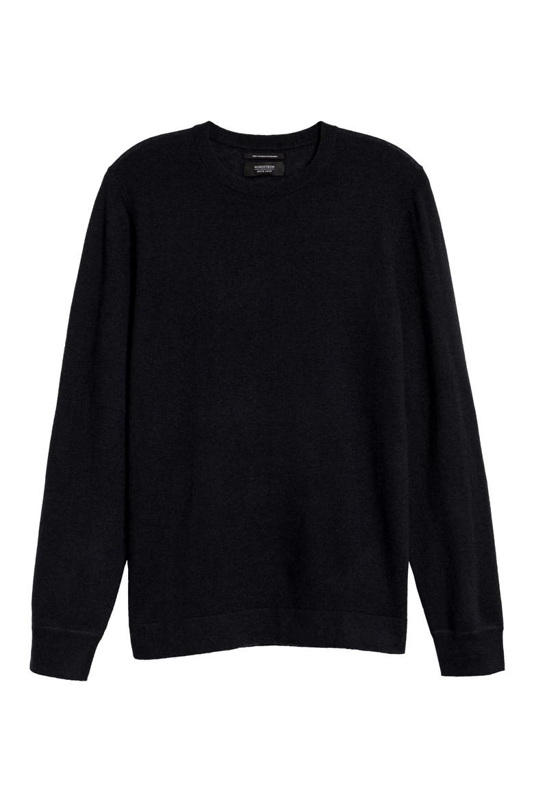 Men's Shop Crewneck Lightweight Cashmere Sweater, Alternate, color, BLACK