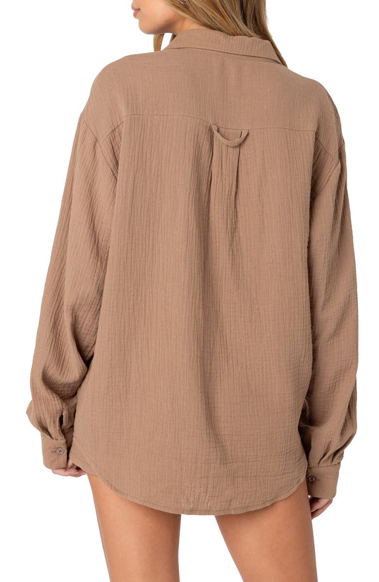 EDIKTED Levy Oversize Cotton Gauze Button-Up Shirt, Alternate, color,