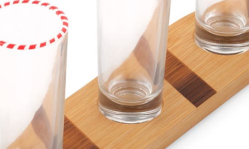 Brooklyn Steel Co. 7-piece Candy Cane Shot Glass Board Set In Brown