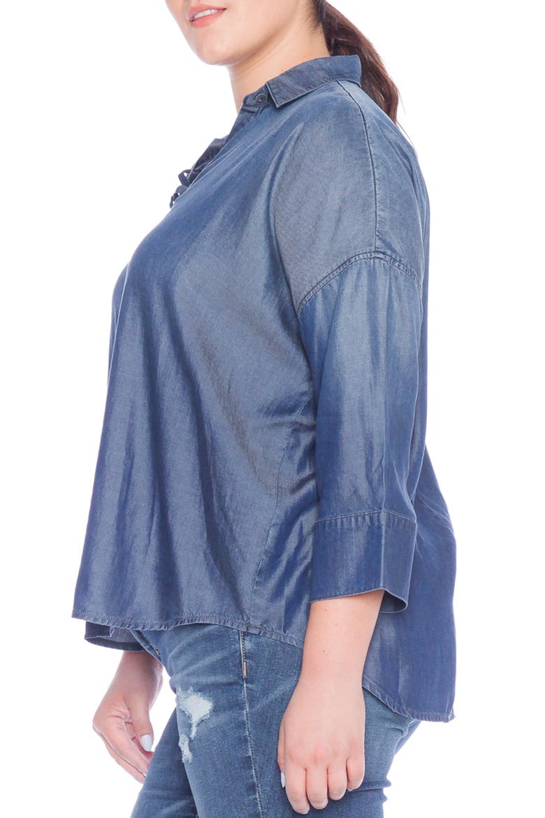 Jeans Lace-Up Top, Alternate, color, MIDNIGHT