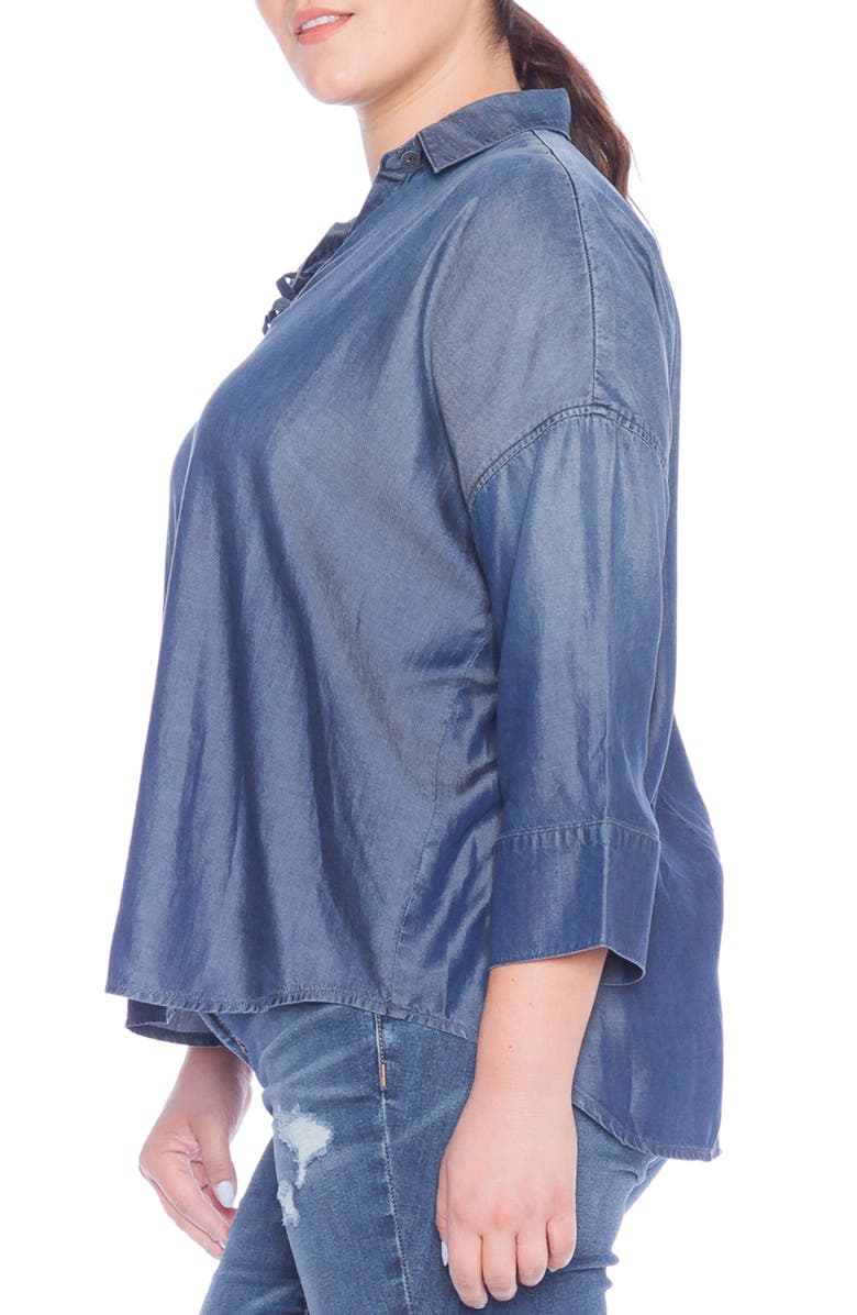 SLINK Jeans Jeans Lace-Up Top, Alternate, color, Midnight