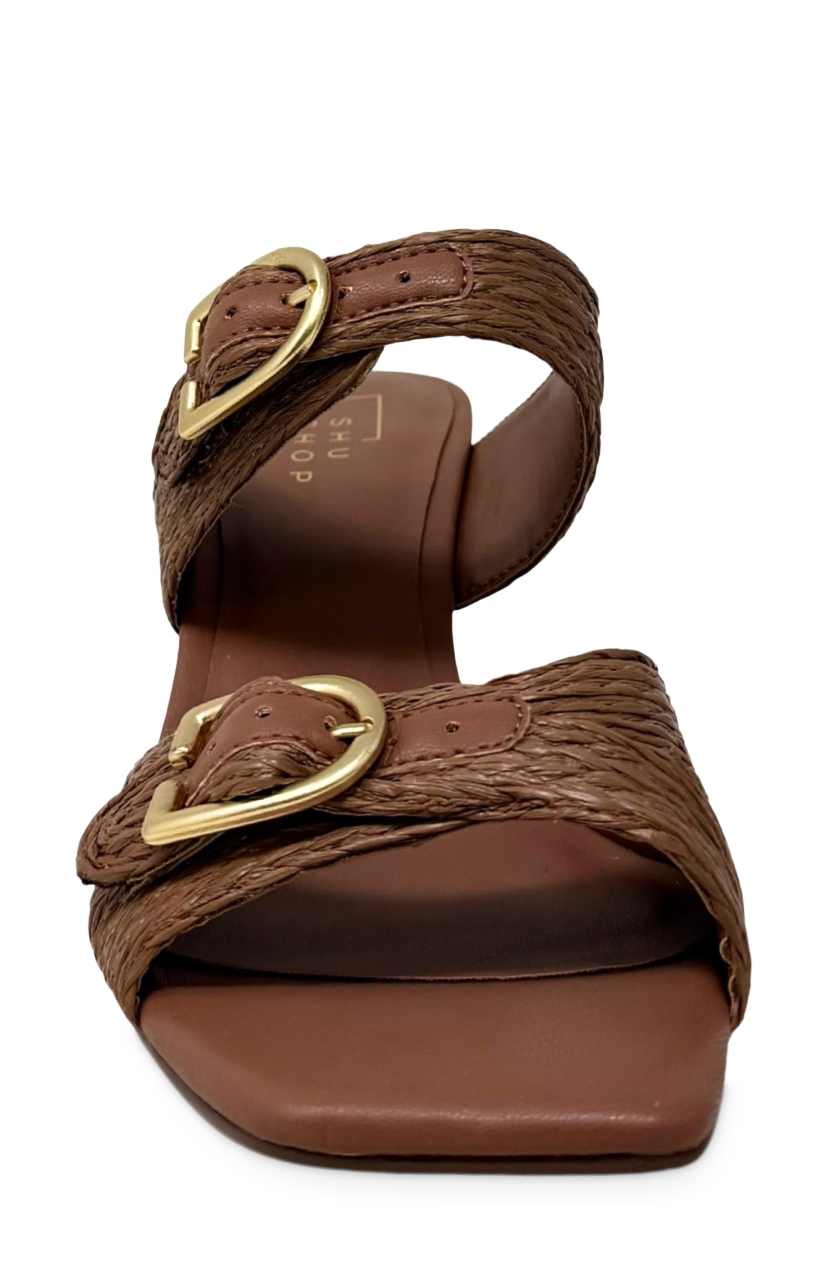 SHUSHOP Ignacia Wedge Slide Sandal, Alternate, color, Brown Woven