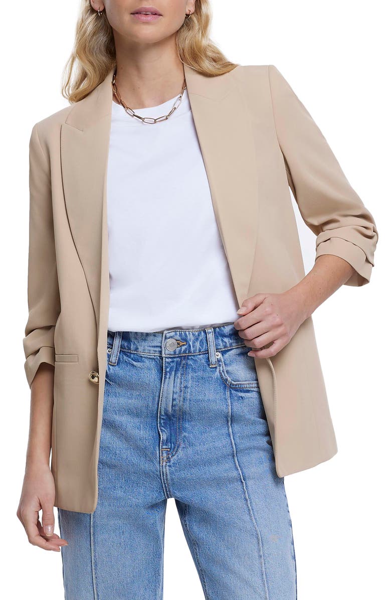 River Island Pleat Sleeve Blazer, Main, color,