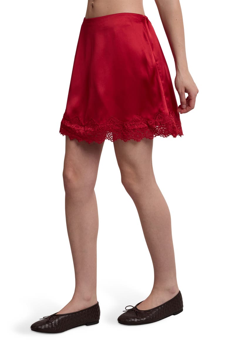 Lace Trim Miniskirt, Alternate, color, RED