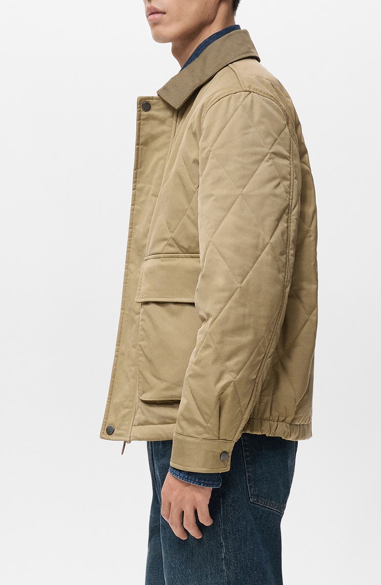 MANGO Quilted Water-Repellent Jacket, Alternate, color, Beige