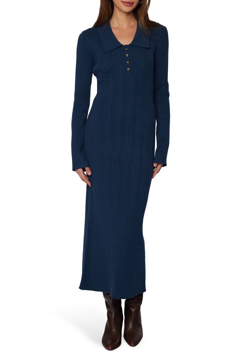 Giustina Long Sleeve Midi Sweater Dress, Main, color, DEEP-TEAL