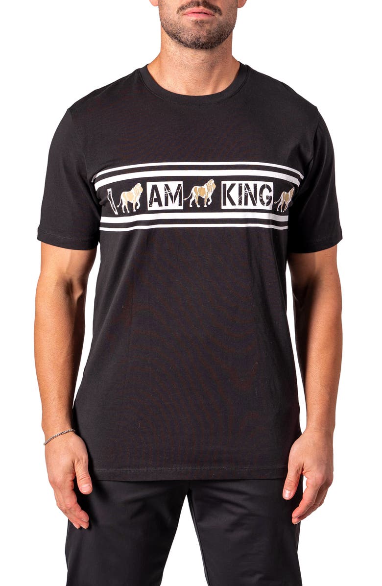 Maceoo I Am King Graphic T-Shirt, Main, color, Black