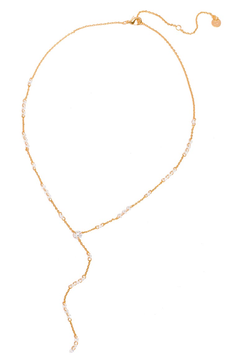 Dew You Cubic Zirconia Y-Drop Necklace, Main, color, GOLD
