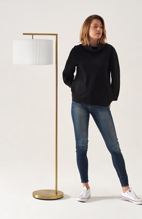 Brightech Montage Modern 60' Led Smart Home Compatible Floor Lamp With Pleated Lamp Shade In Antique Brass