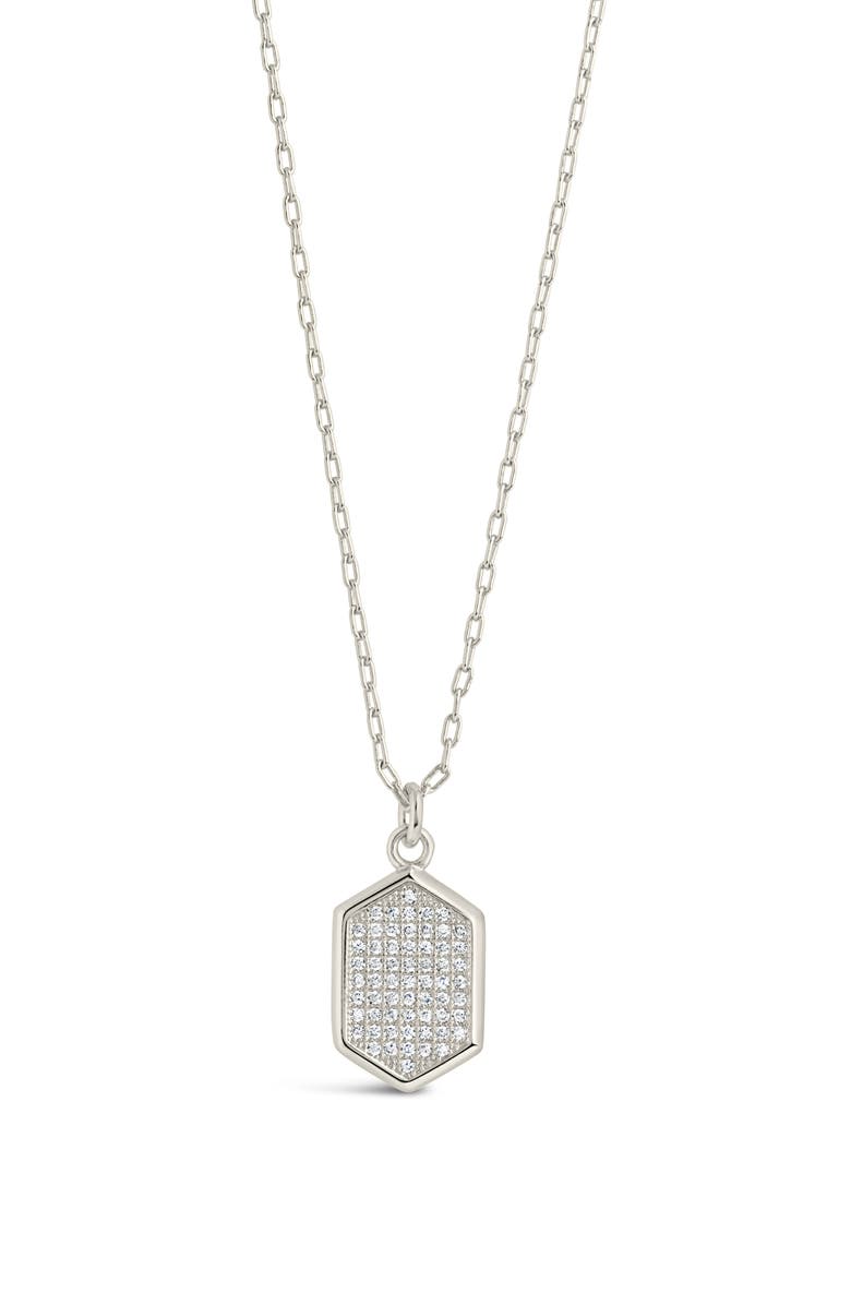 Sterling Forever Verity CZ Pavé Pendant Necklace, Alternate, color, 