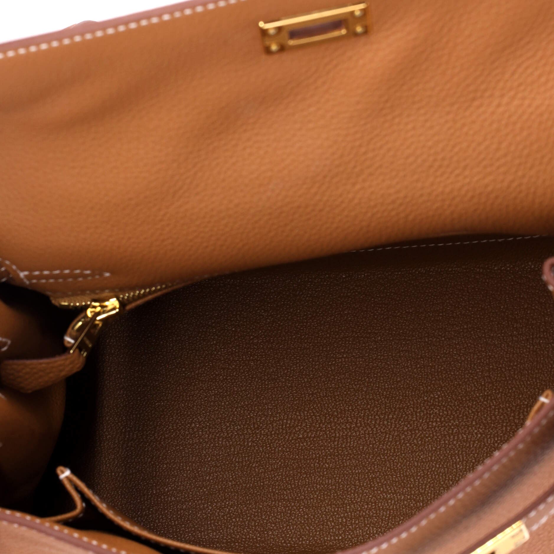 Pre-Owned Hermes Kelly Handbag Brown Togo with Gold Hardware 25, Alternate, color, Gold