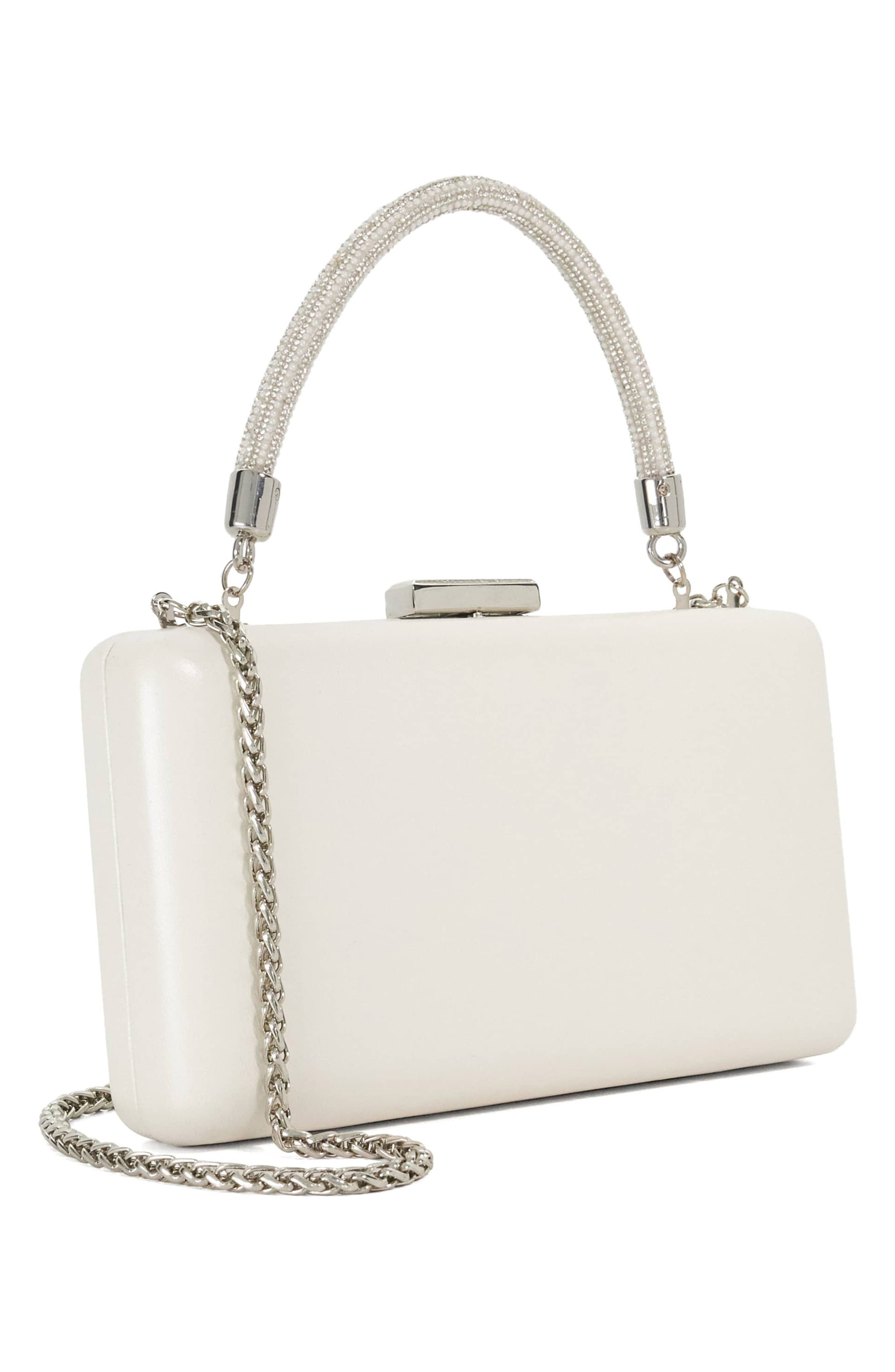 Dune London Brunch Leather Frame Clutch, Alternate, color, Ivory