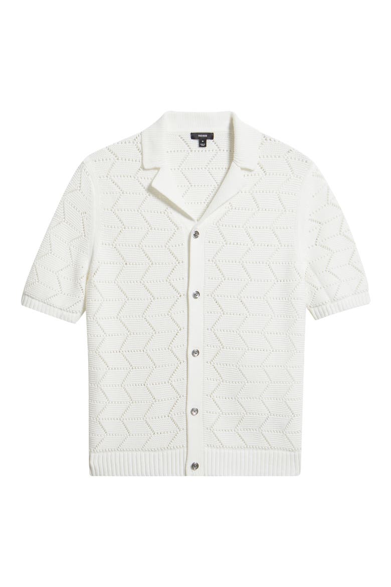 Dalkeith Open Knit Camp Shirt, Alternate, color, WHITE