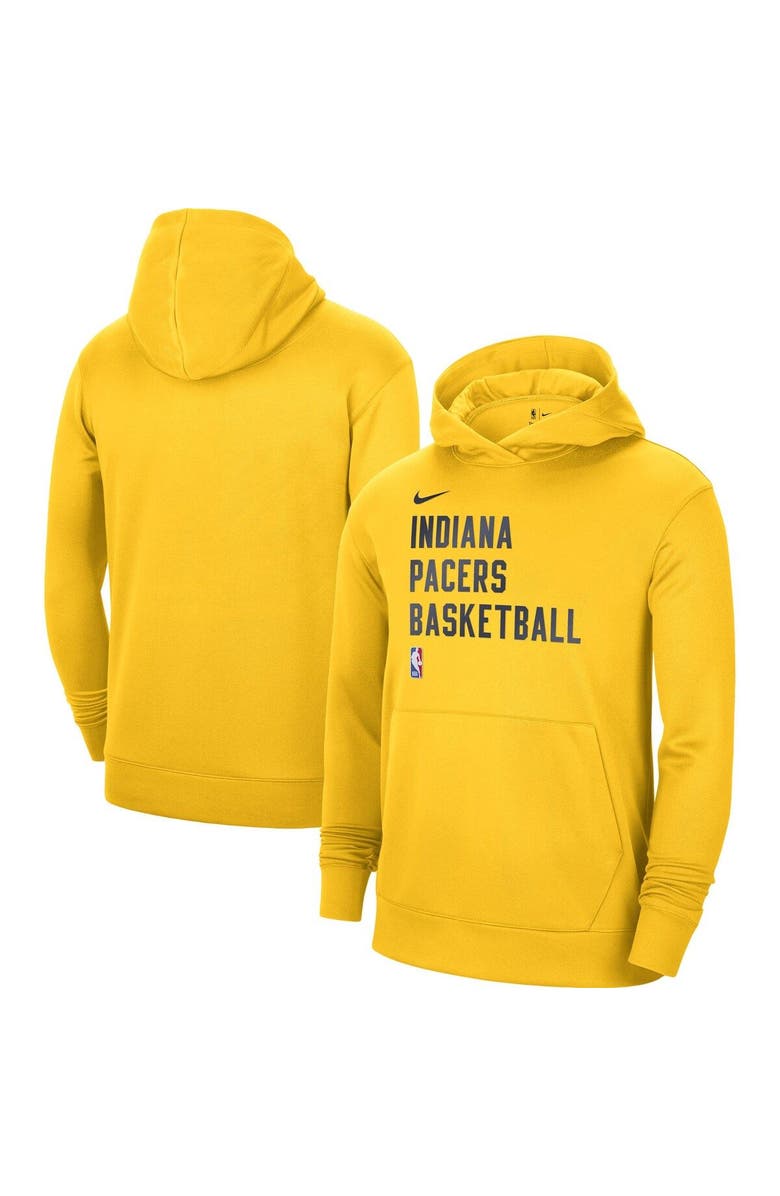 Nike Unisex Nike Gold Indiana Pacers 2023/24 Performance Spotlight On-Court Practice Pullover Hoodie, Main, color, 