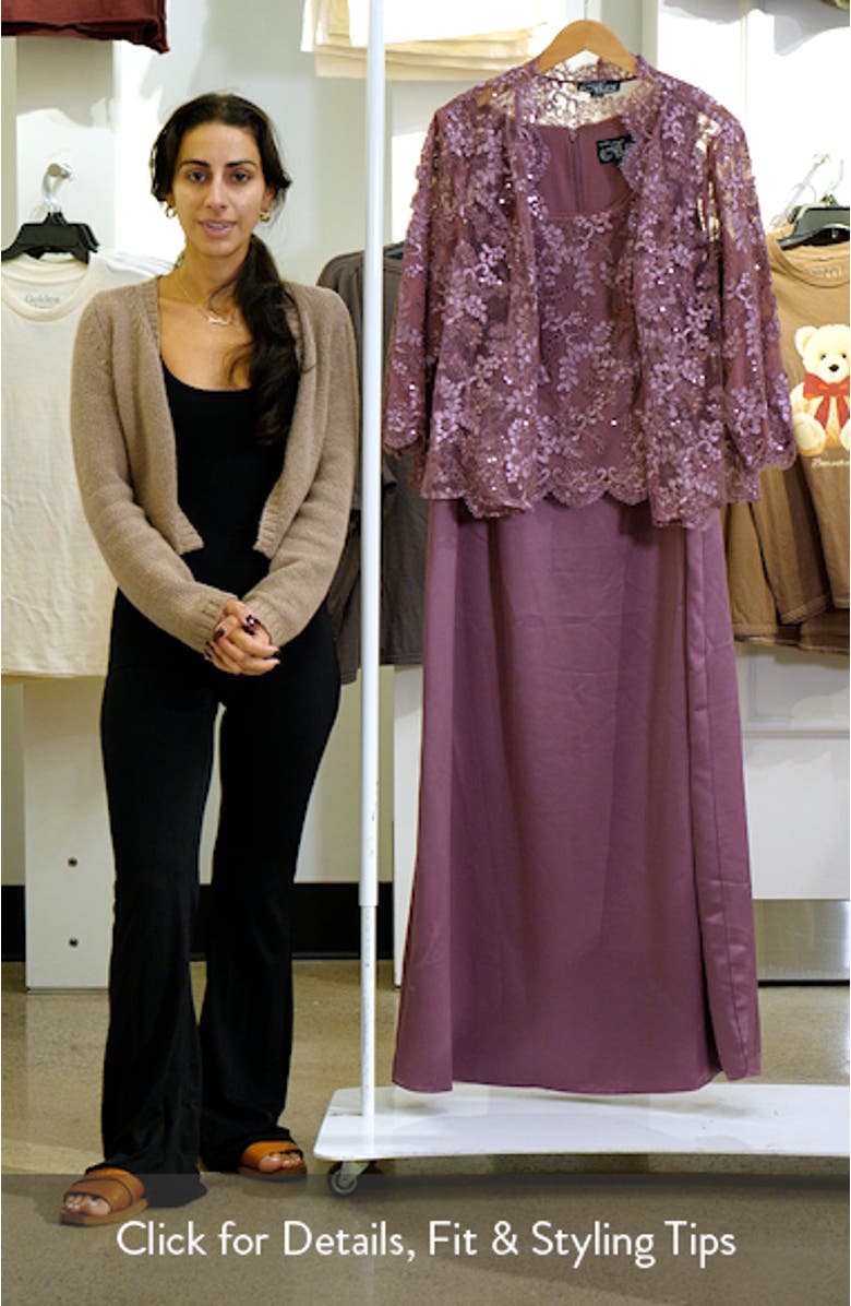 Embroidered Mock Two-Piece Gown with Jacket, sales video thumbnail