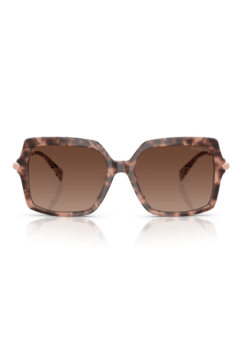 Quogue 57mm Polarized Gradient Square Sunglasses, Main, color, PINK TORTOISE / BROWN POLAR