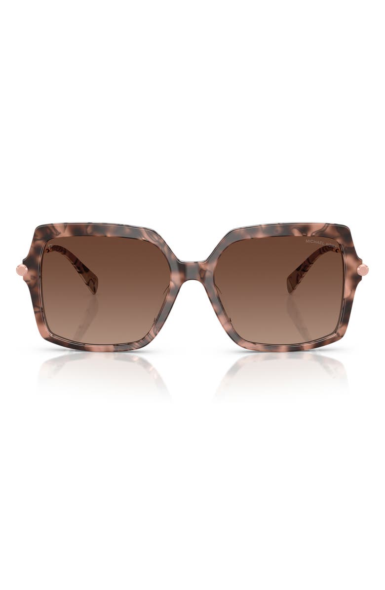 Michael Kors Quogue 57mm Polarized Gradient Square Sunglasses, Main, color, Pink Tortoise / Brown Polar