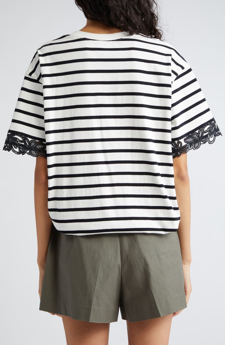 3.1 Phillip Lim Stripe Drape Front T-Shirt, Alternate, color, White Multi Stripe
