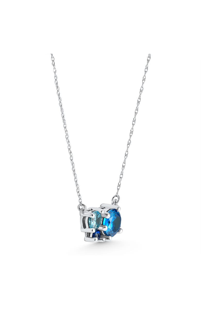 Bliss Diamond 3Ct Blue Sapphire Topaz Aquamarine Diamond Pendant Necklace 14k Gold Lab Grown, Alternate, color, 14K White Gold