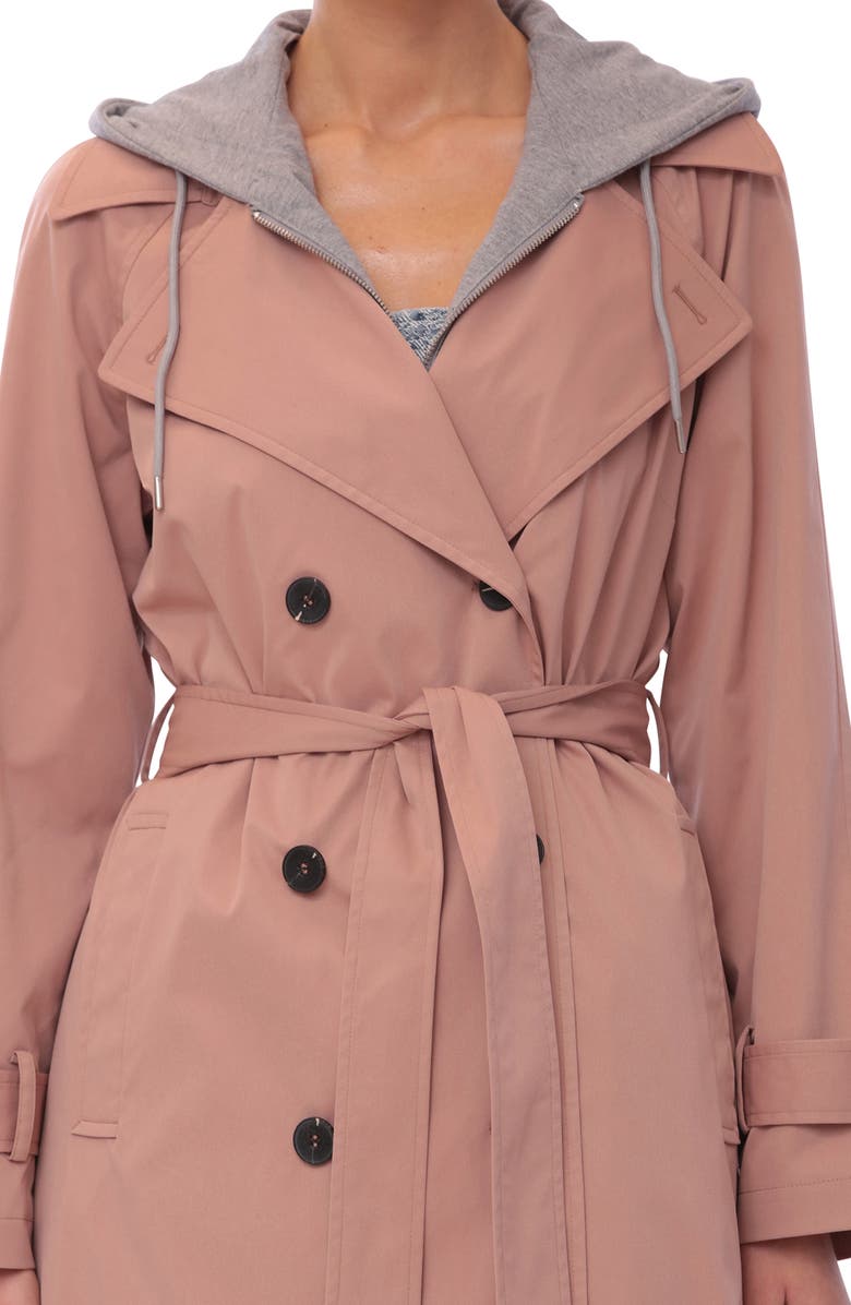 Avec Les Filles Double Breasted Hoodie Trench Coat, Alternate, color,