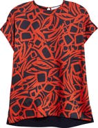 ST. JOHN Botanical Print Mixed Media Top