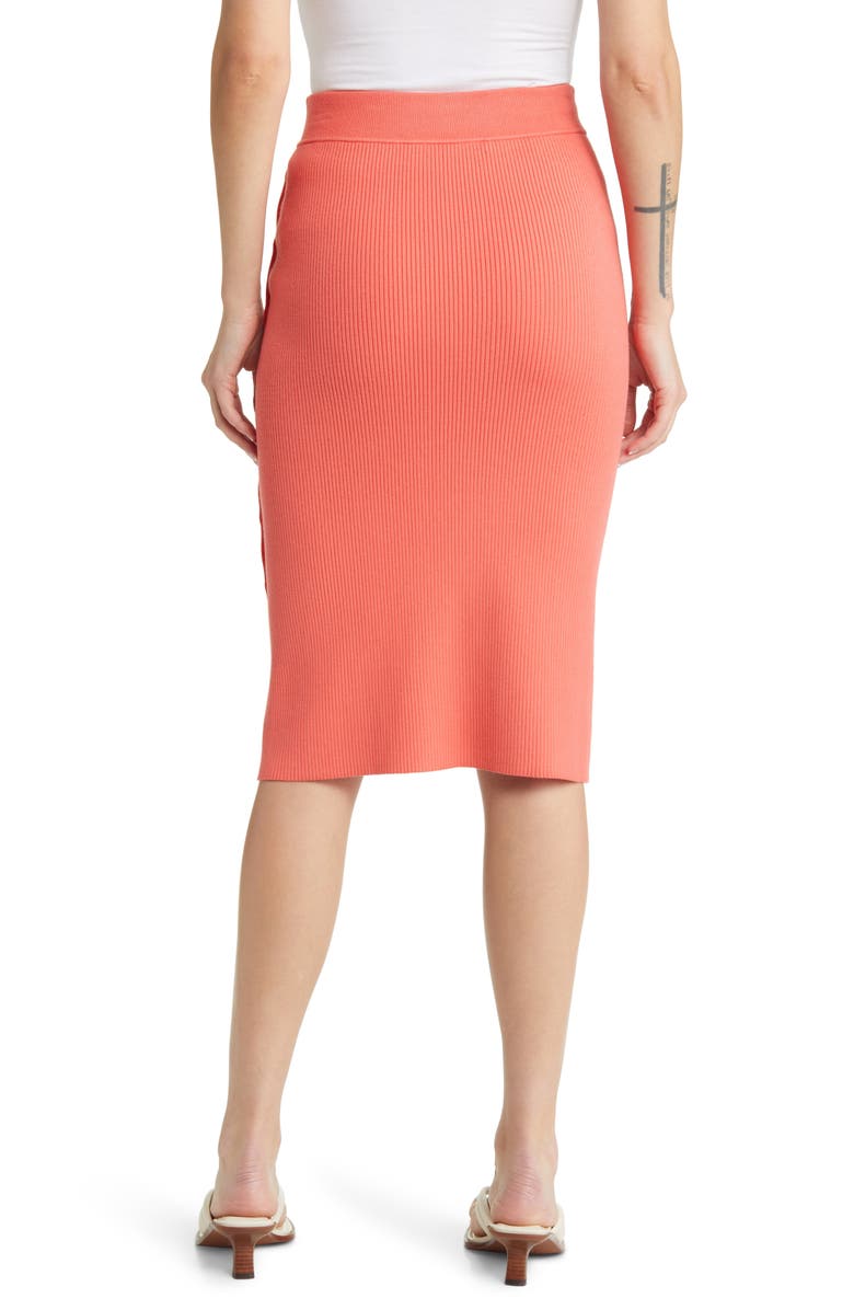 rag & bone Asher Side Button Rib Sweater Skirt, Alternate, color, Coral