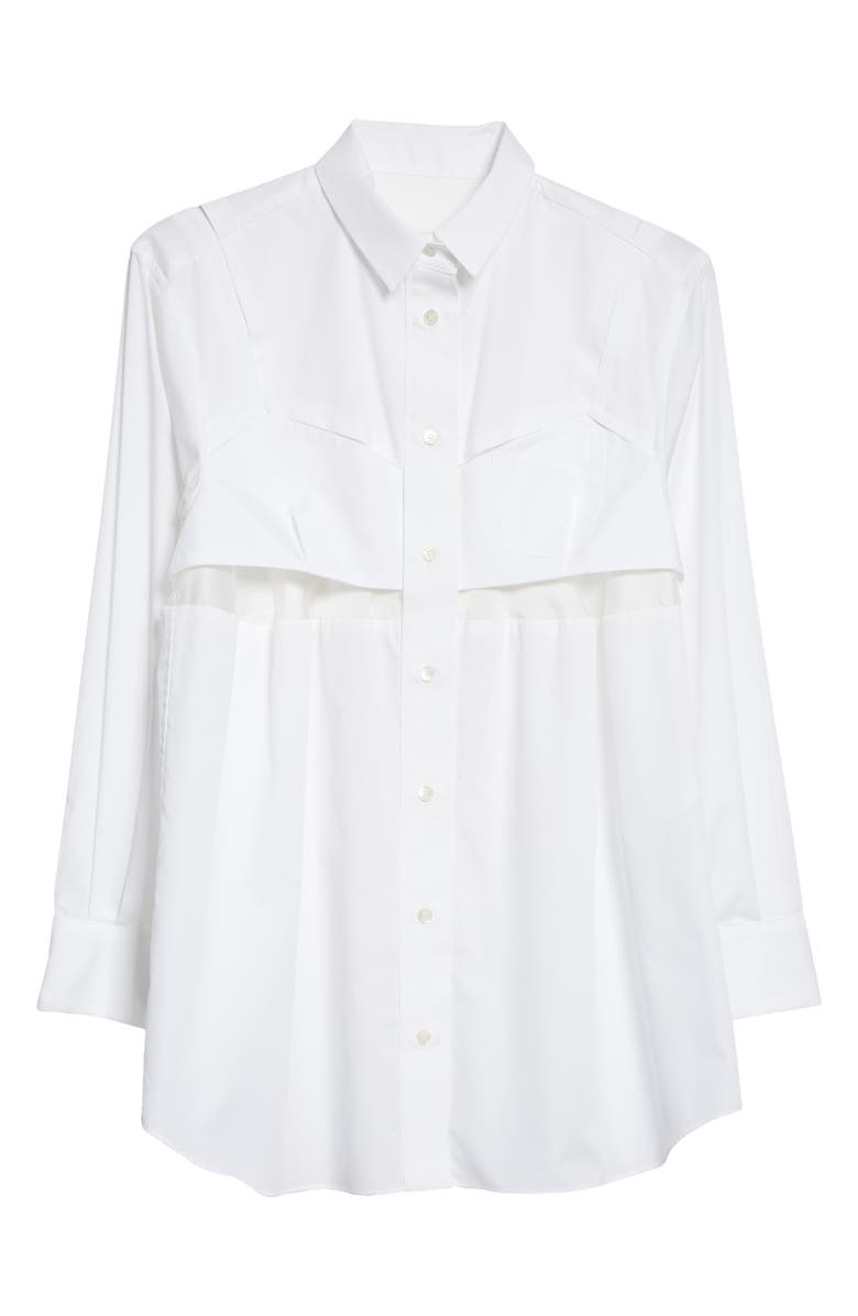 Sacai Women's Spliced Poplin Button-Up Shirt, Alternate, color,