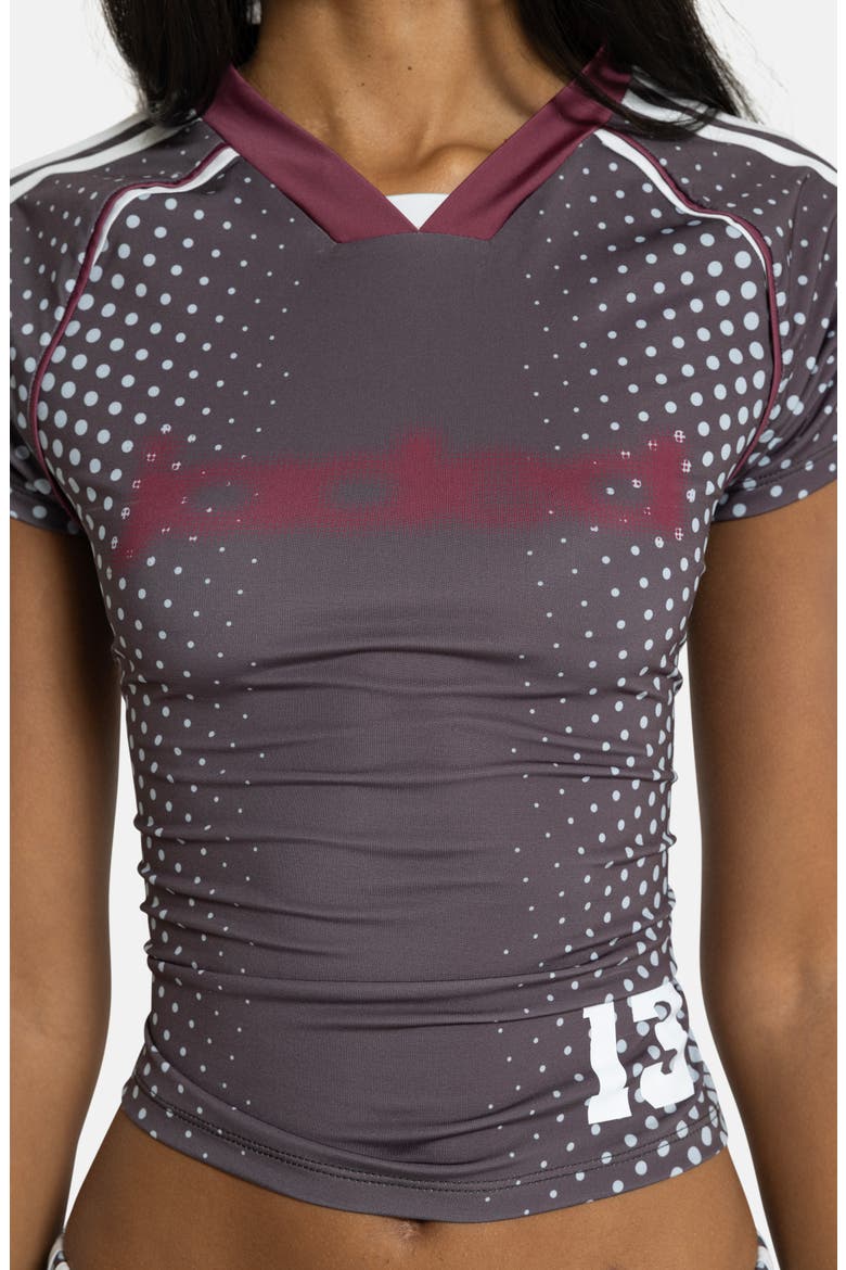 Illusion Print Football Crop T-Shirt, Alternate, color, GREY