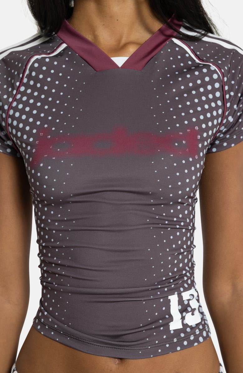 JADED LONDON Illusion Print Football Crop T-Shirt, Alternate, color, Grey