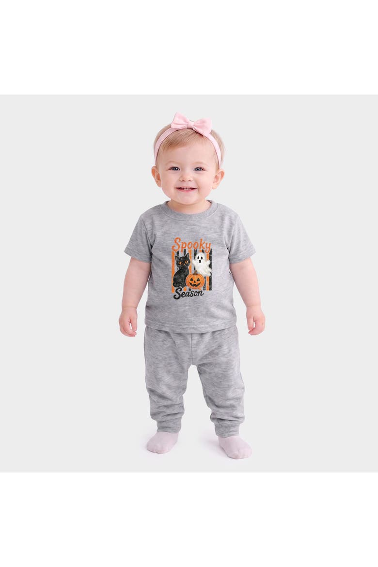 Spooky Season Characters Infant Jogger Pant Crew Set, Main, color, Heather Grey