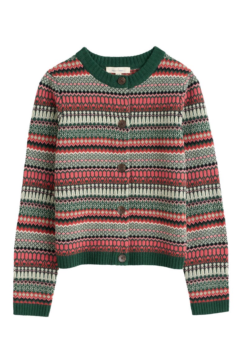 Percella Cove Fair Isle Merino Wool Blend Cardigan, Alternate, color, WEAVING NEEDLE DARK