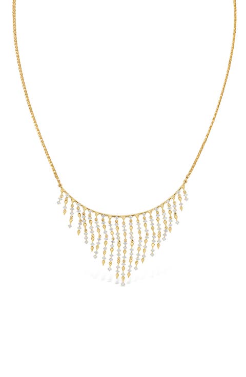 Monaco 18k Gold Diamond Fringe Statement Necklace