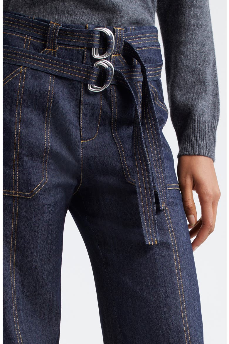 Double Belted Waist Bootcut Jeans, Alternate, color, INDIGO