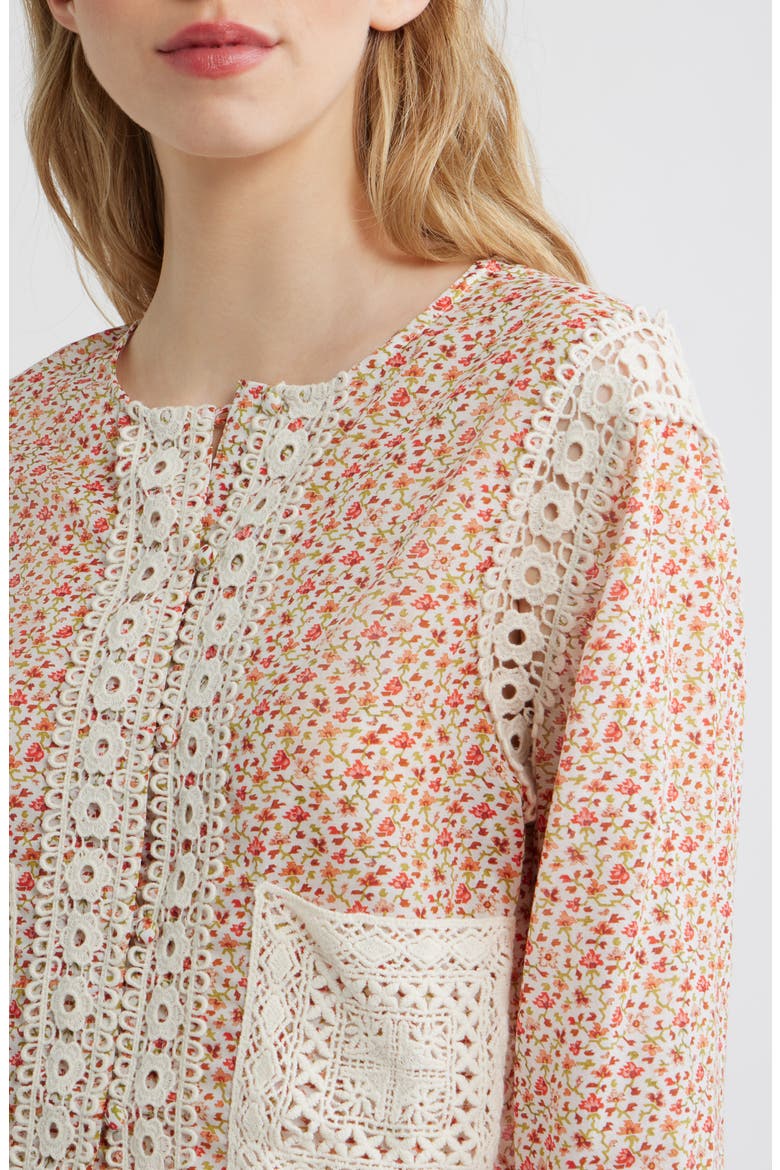The Tory Crop Organic Cotton Voile Top, Alternate, color, GEO DITSY IVORY