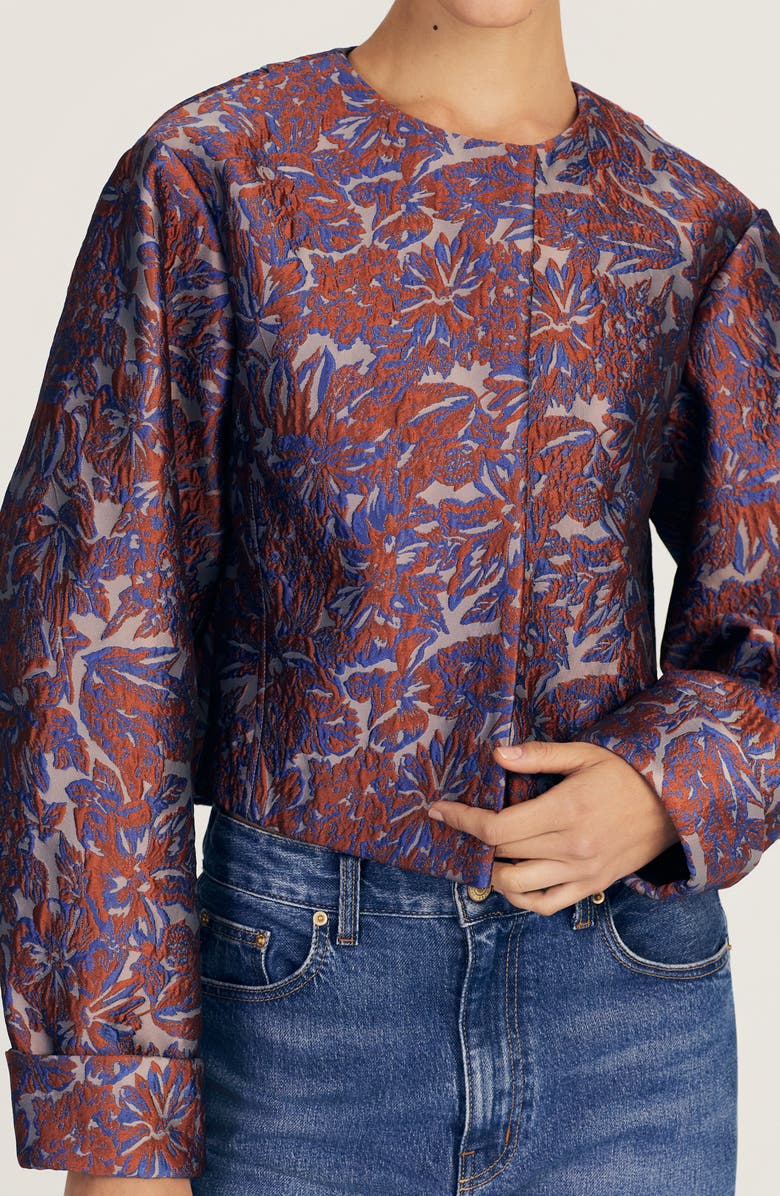 Derek Lam 10 Crosby Neville Cloqué Jacket, Alternate, color, Red Ochre Multi