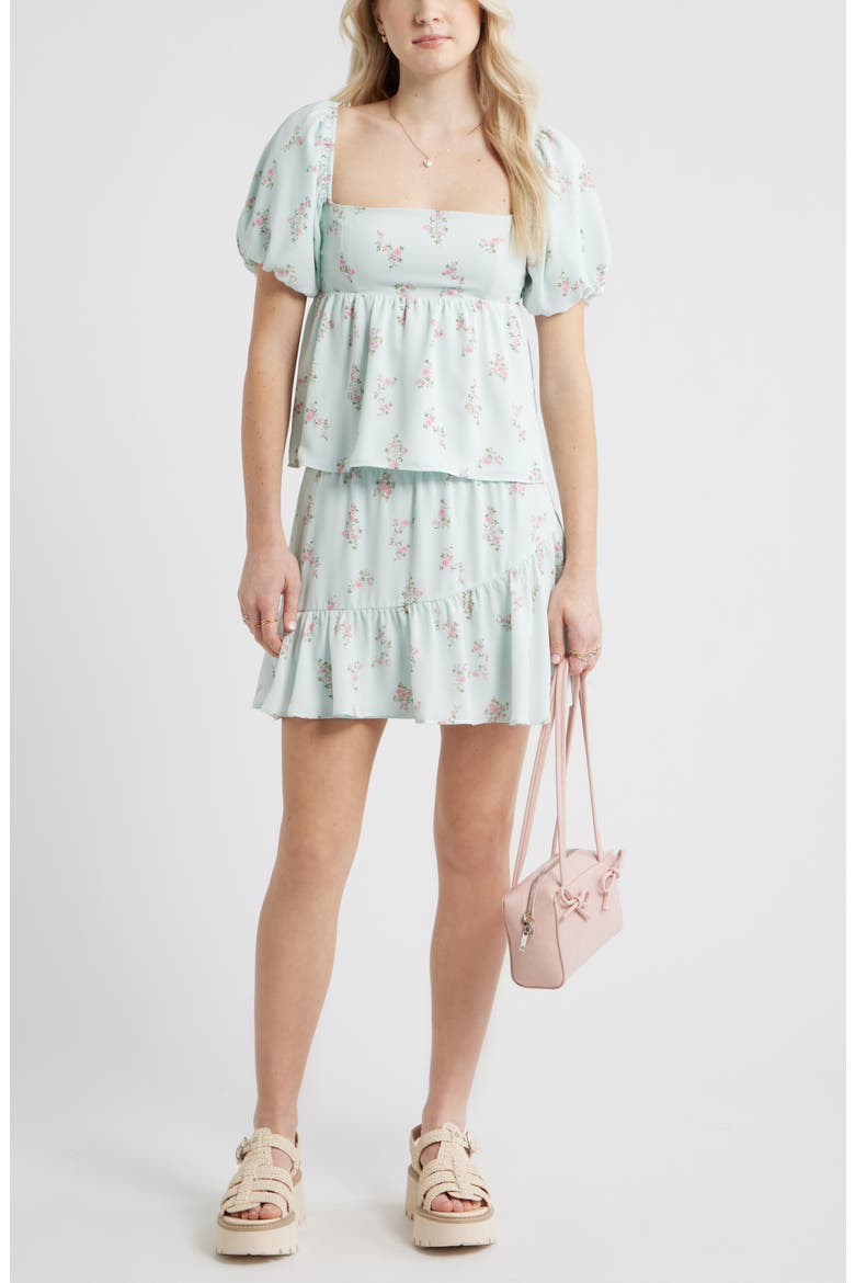 Chiffon Miniskirt, Alternate, color, GREEN C-PINK SELINA FLORAL
