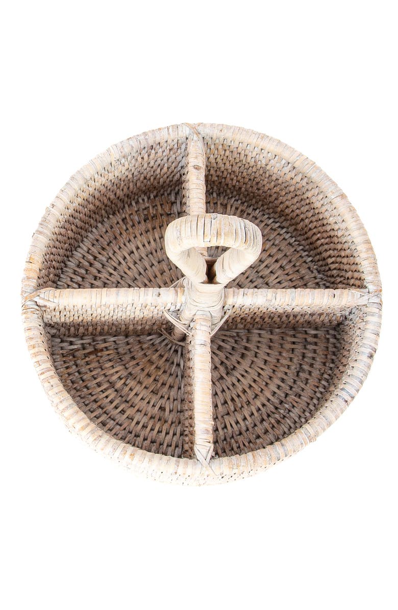 Artifacts Trading Company<sup>™</sup> Artifacts Rattan Round 4 section Caddy/Cutlery Holder, Alternate, color, White Wash