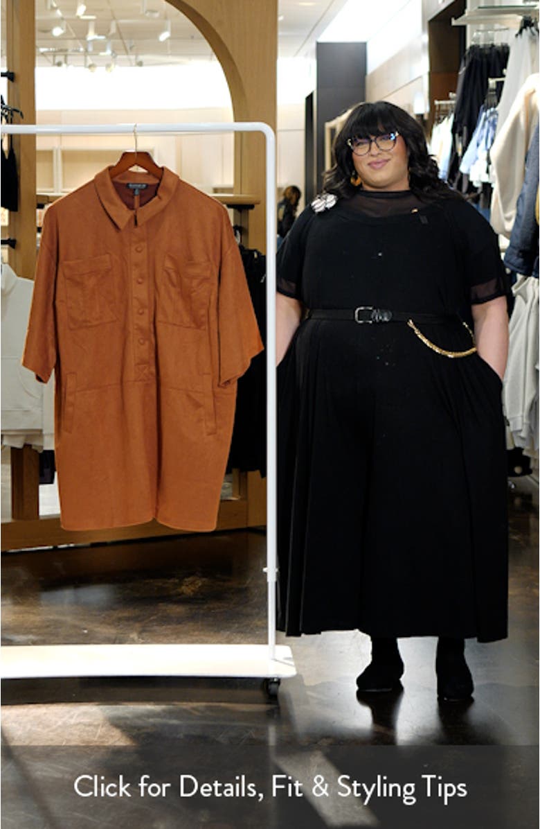 Faux Suede Mini Shirtdress, sales video thumbnail