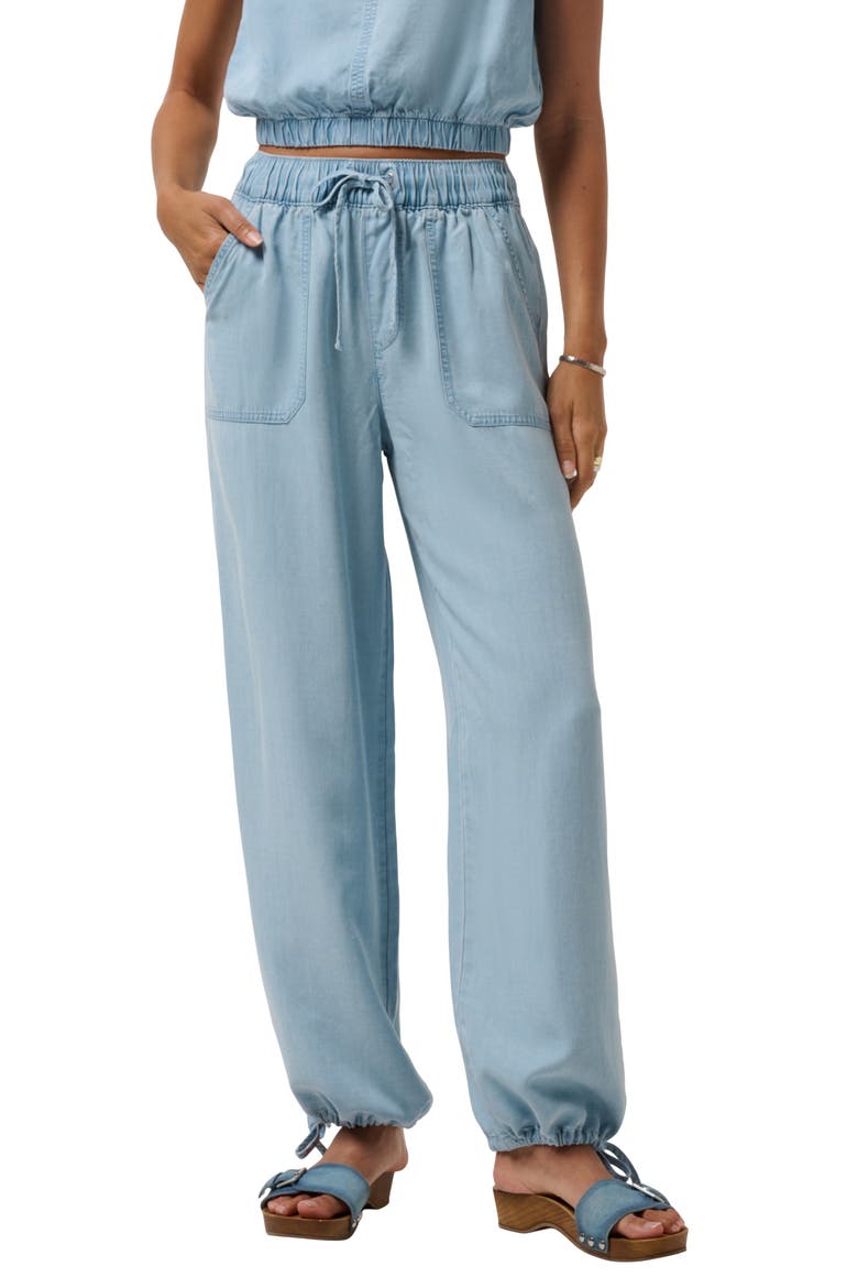 Tie Cuff Chambray Joggers, Main, color, VINTAGE LIGHT WASH