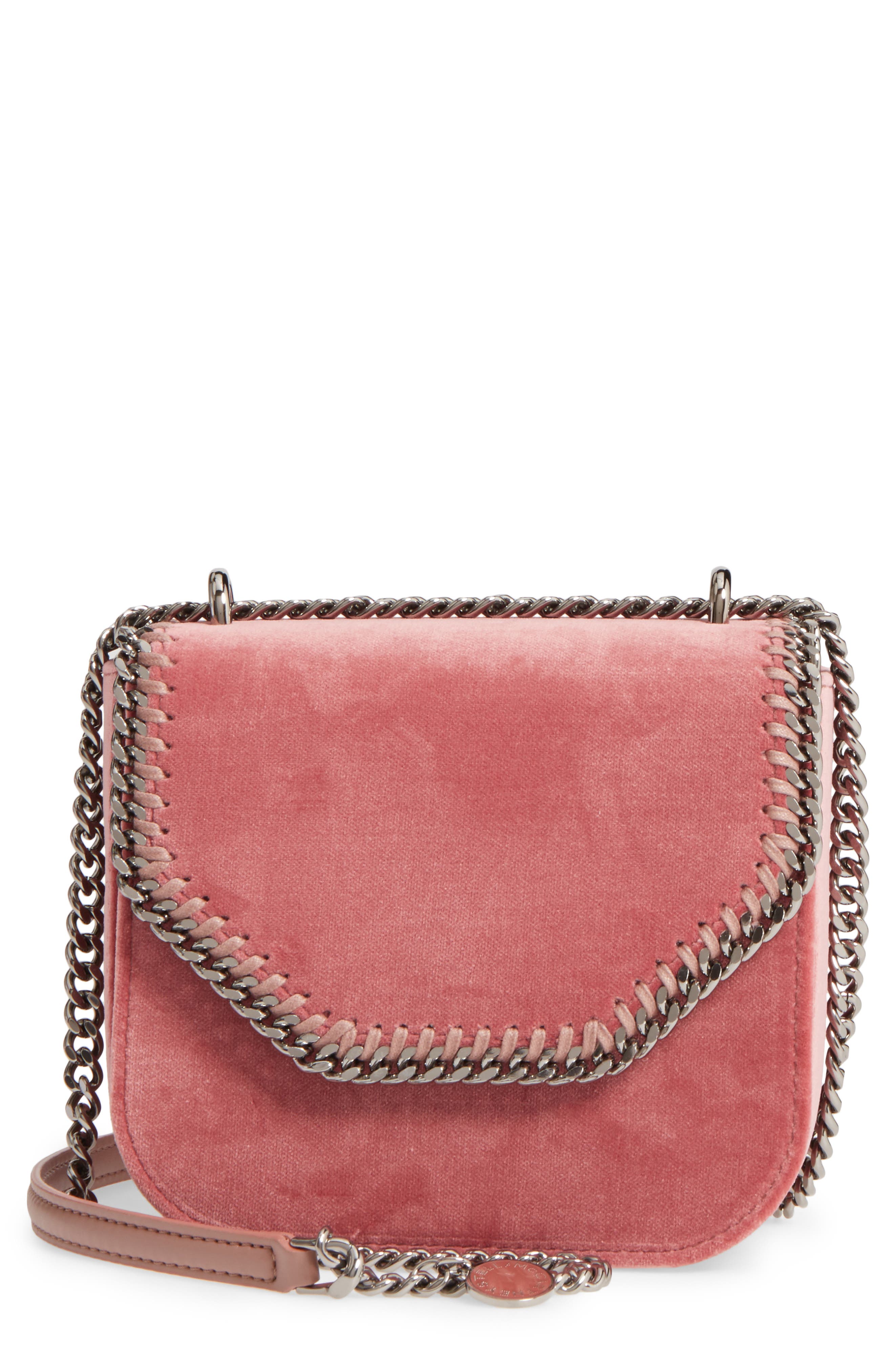 Stella McCartney Mini Falabella Box Velvet Shoulder Bag, Main, color, 