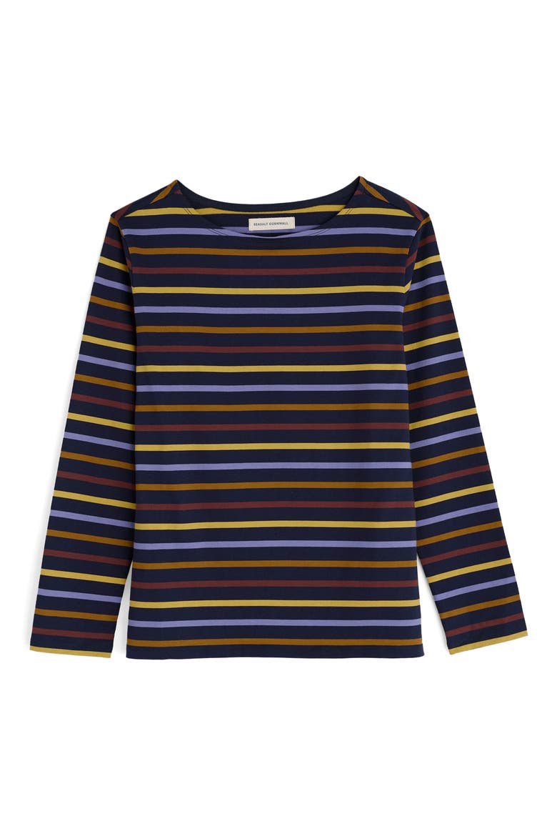 Sailor Stripe Organic Cotton Top, Alternate, color, QUAD BRETON BILBERRY