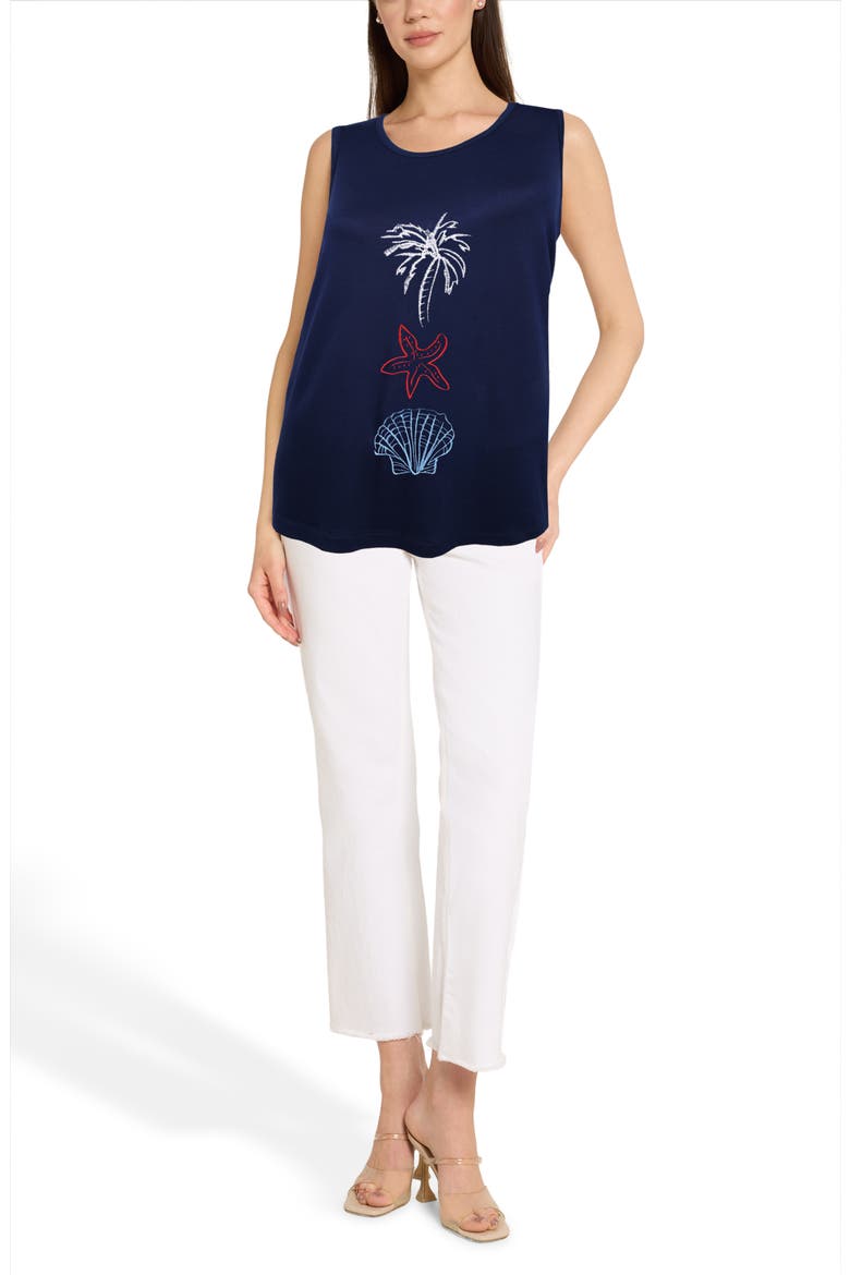 The Everyday Embroidered Tank, Alternate, color, NAVY WHITE