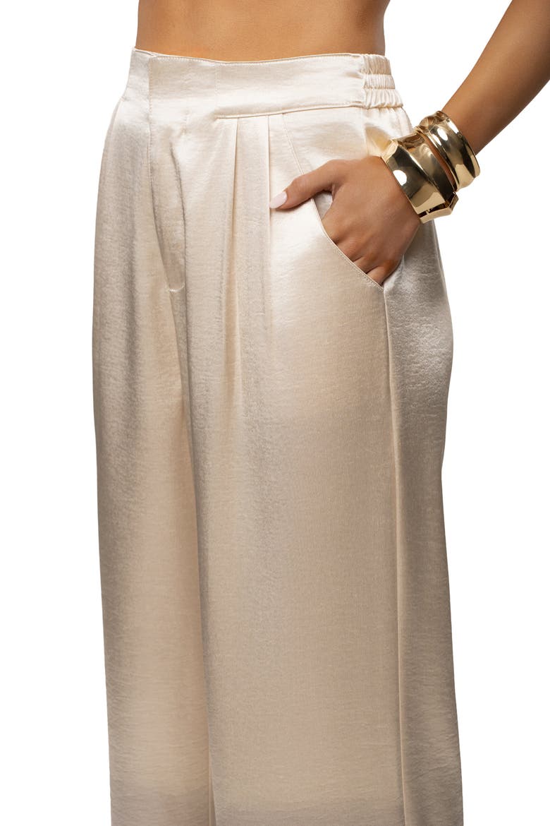 Thea Satin Pants, Alternate, color, Ivory