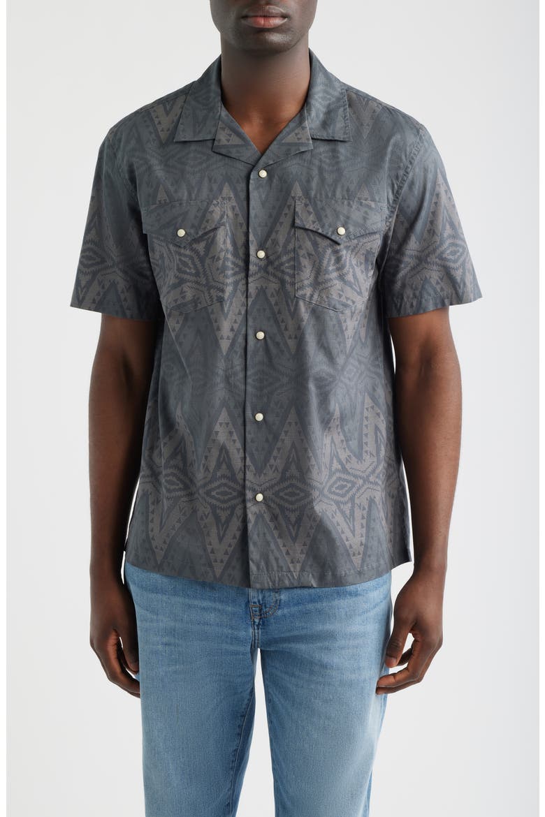 Snap-Up Short Sleeve Western Shirt, Main, color, HELENA CHARCOAL