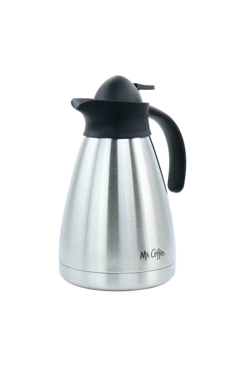 Mr. Coffee Olympia 1 Quart Insulated Stainless Steel Thermal Coffee Pot, Main, color, Metallic Silver