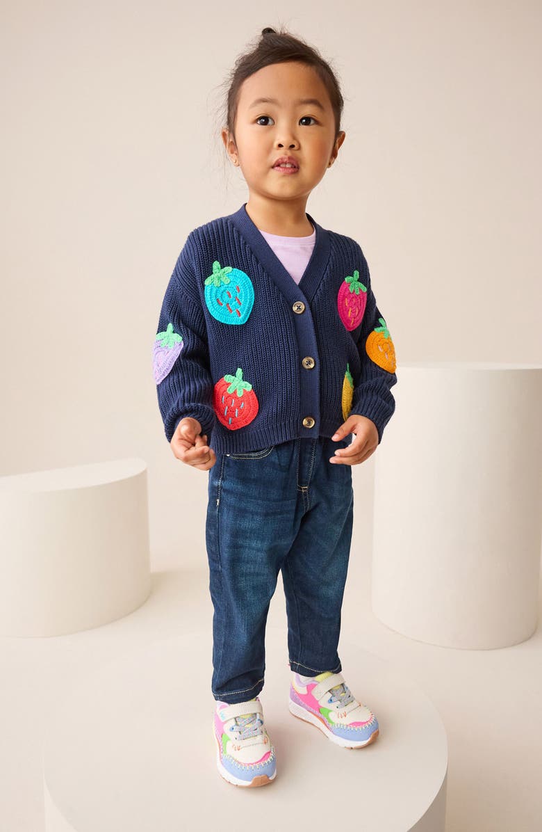 NEXT Kids' Embroidered Fruit Cardigan, Alternate, color, Blue