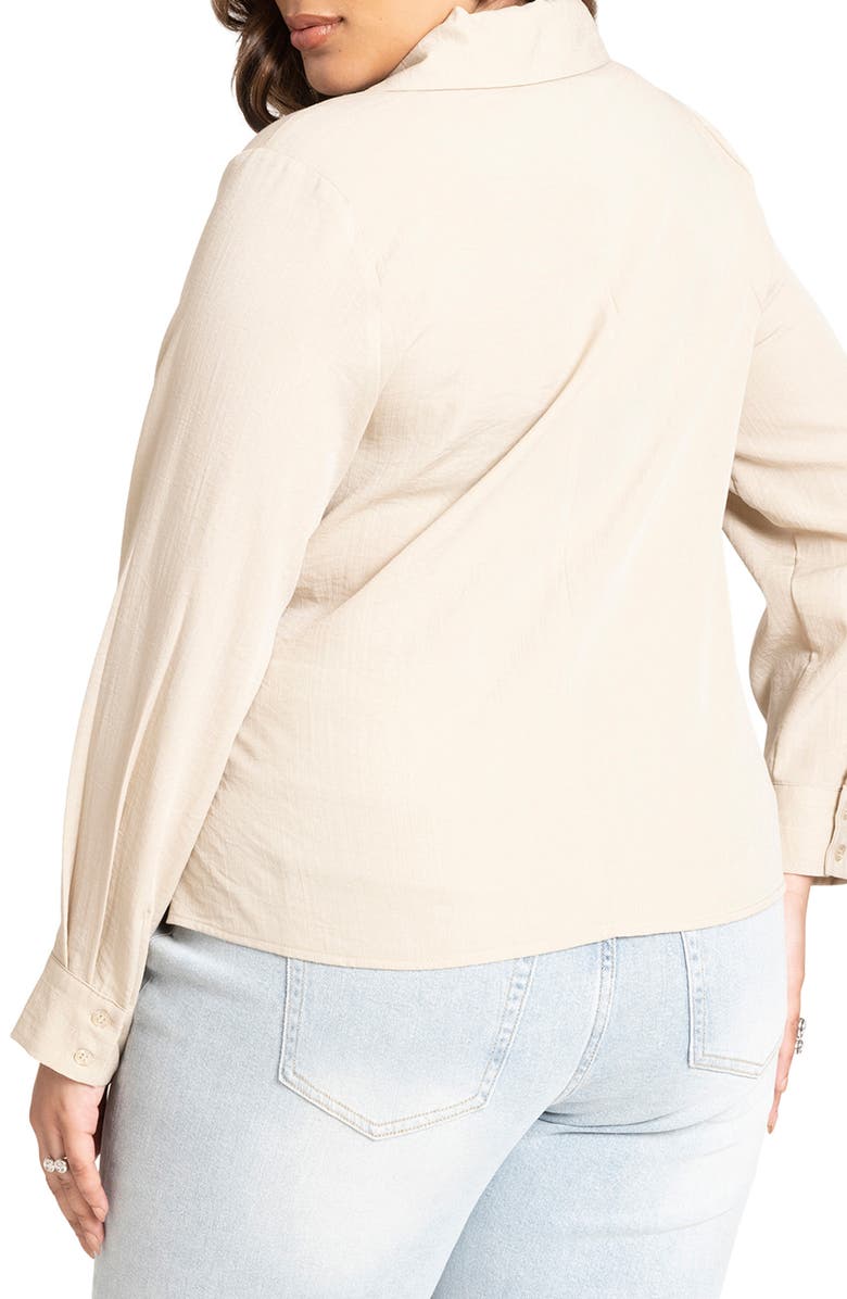ELOQUII Tie Waist Button-Up Shirt, Alternate, color, 